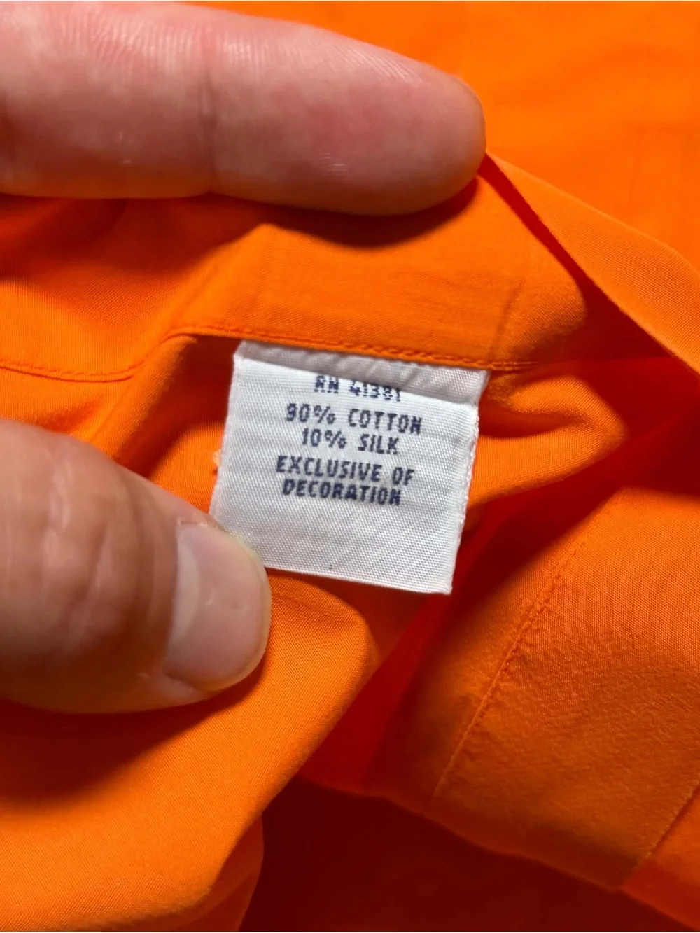 Ralph Lauren Mens Shirt Orange Large Classic Fit Bermuda Poplin Cotton Silk